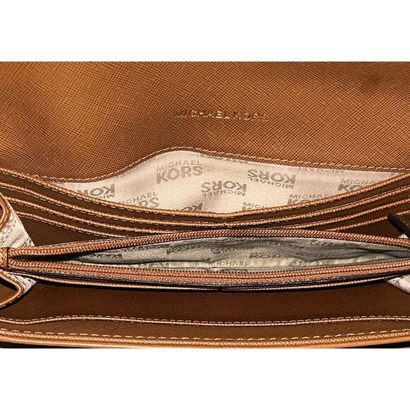 Michael Kors Fulton Flap Continental Brown Leather Wallet 35F0GFTE1L - Picture 10 of 11